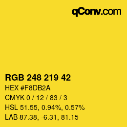 Color code: RGB 248 219 42 | qconv.com
