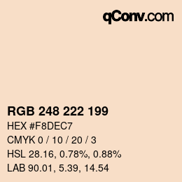 Color code: RGB 248 222 199 | qconv.com
