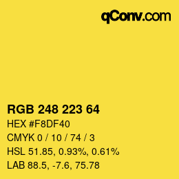 Color code: RGB 248 223 64 | qconv.com