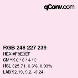 颜色代码: RGB 248 227 239 | qconv.com