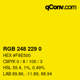 Color code: RGB 248 229 0 | qconv.com