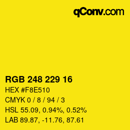 Color code: RGB 248 229 16 | qconv.com
