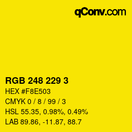 Color code: RGB 248 229 3 | qconv.com