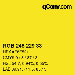 カラーコード: RGB 248 229 33 | qconv.com