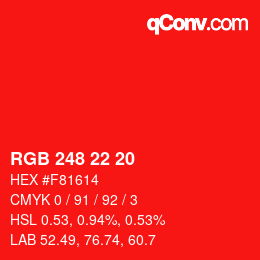 Color code: RGB 248 22 20 | qconv.com