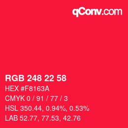 カラーコード: RGB 248 22 58 | qconv.com