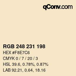 カラーコード: RGB 248 231 198 | qconv.com