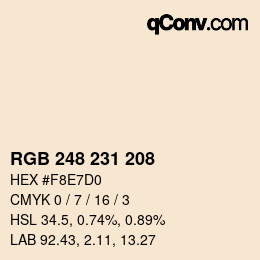 Color code: RGB 248 231 208 | qconv.com