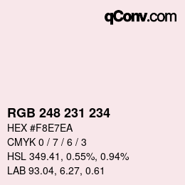 Color code: RGB 248 231 234 | qconv.com