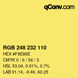 Color code: RGB 248 232 110 | qconv.com