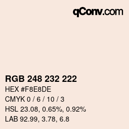 カラーコード: RGB 248 232 222 | qconv.com