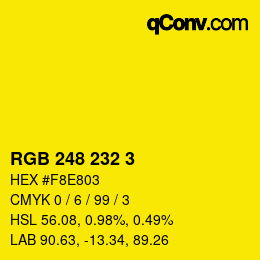 カラーコード: RGB 248 232 3 | qconv.com