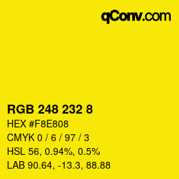 Code couleur: RGB 248 232 8 | qconv.com