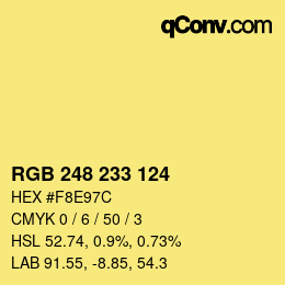 Color code: RGB 248 233 124 | qconv.com
