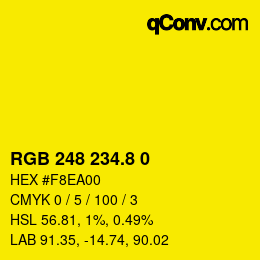 カラーコード: RGB 248 234.8 0 | qconv.com