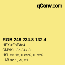 カラーコード: RGB 248 234.8 132.4 | qconv.com