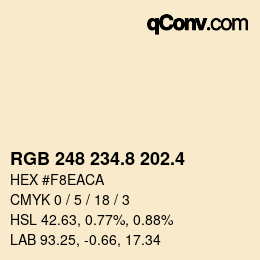 カラーコード: RGB 248 234.8 202.4 | qconv.com