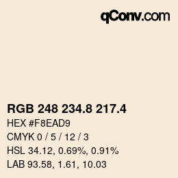 カラーコード: RGB 248 234.8 217.4 | qconv.com
