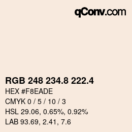 カラーコード: RGB 248 234.8 222.4 | qconv.com