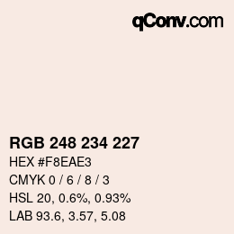 颜色代码: RGB 248 234 227 | qconv.com