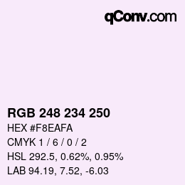 カラーコード: RGB 248 234 250 | qconv.com