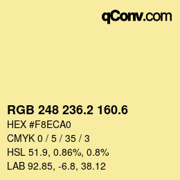 カラーコード: RGB 248 236.2 160.6 | qconv.com
