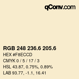 カラーコード: RGB 248 236.6 205.6 | qconv.com
