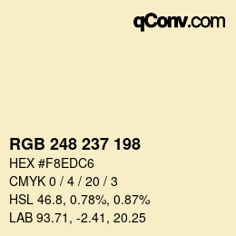 Color code: RGB 248 237 198 | qconv.com