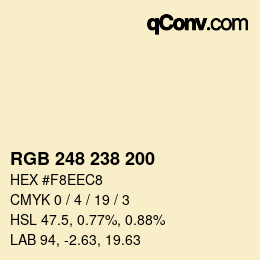 Código de color: RGB 248 238 200 | qconv.com