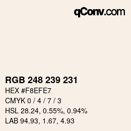 Color code: RGB 248 239 231 | qconv.com