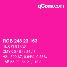 Color code: RGB 248 23 163 | qconv.com