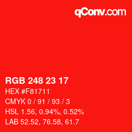 Color code: RGB 248 23 17 | qconv.com