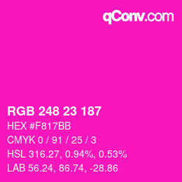 Color code: RGB 248 23 187 | qconv.com
