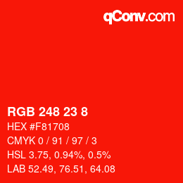Color code: RGB 248 23 8 | qconv.com