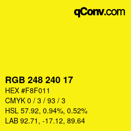 Color code: RGB 248 240 17 | qconv.com