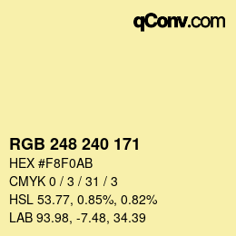 Color code: RGB 248 240 171 | qconv.com