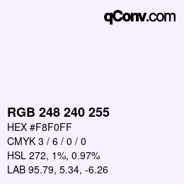 Farbcode: RGB 248 240 255 | qconv.com