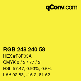 颜色代码: RGB 248 240 58 | qconv.com