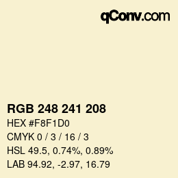 Color code: RGB 248 241 208 | qconv.com