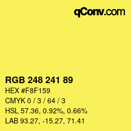 Color code: RGB 248 241 89 | qconv.com