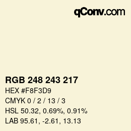 颜色代码: RGB 248 243 217 | qconv.com