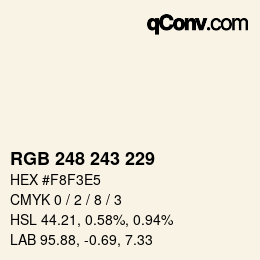 颜色代码: RGB 248 243 229 | qconv.com