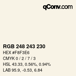 颜色代码: RGB 248 243 230 | qconv.com