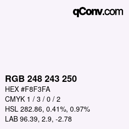 Color code: RGB 248 243 250 | qconv.com