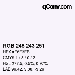 Color code: RGB 248 243 251 | qconv.com