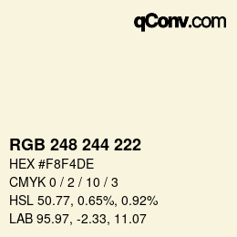 Color code: RGB 248 244 222 | qconv.com