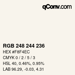 Código de color: RGB 248 244 236 | qconv.com