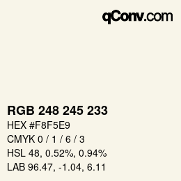 Código de color: RGB 248 245 233 | qconv.com