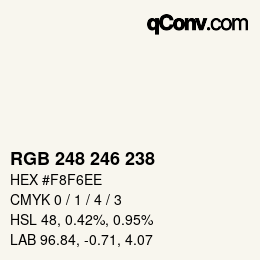 颜色代码: RGB 248 246 238 | qconv.com