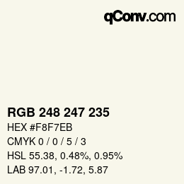 Código de color: RGB 248 247 235 | qconv.com